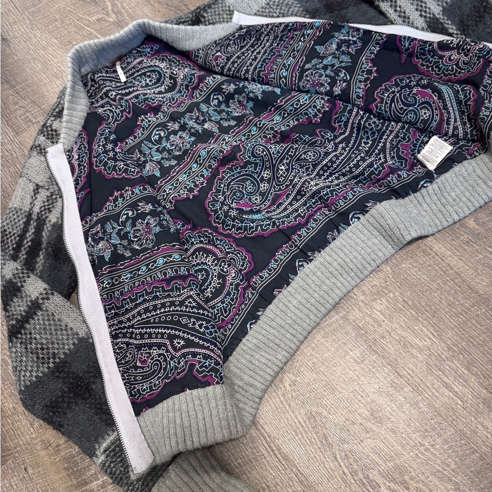Free People Grey Zip Up Sweater - Picture 3 of 5